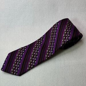 TED BAKER London Mens 100% Silk 60”x3” ‎ Necktie Designer EUC Purple Dots Tie